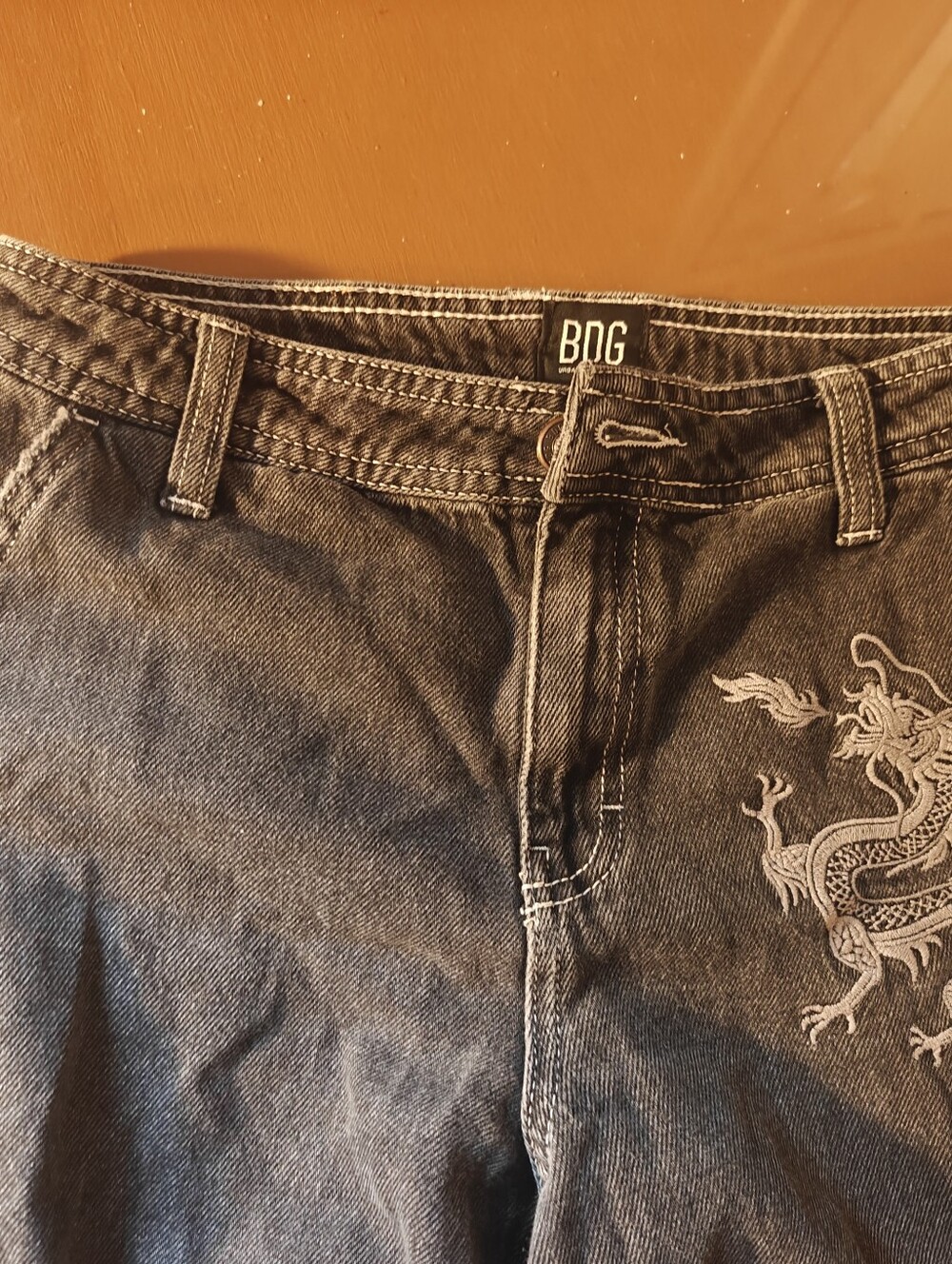 BDG 26/32 CARGO Jeans Wide Leg DRAGON black Stonewash EUC URBAN OUTFITTERS - Picture 6 of 10